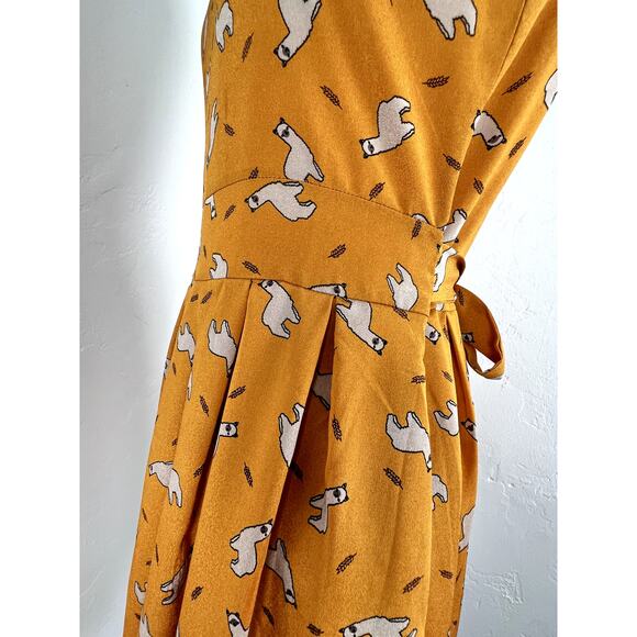 DARLING LLAMA-PRINT MIDI DRESS in Marigold (WOMANS: Small) - Picture 9 of 12